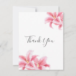 Pink Stargazer Lilies Watercolor Thank You Card