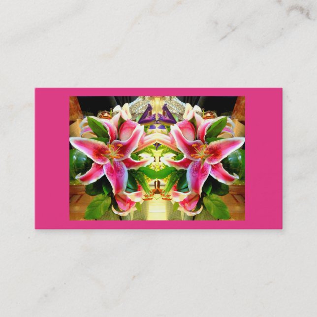 Pink stargazer lily business card (Front)
