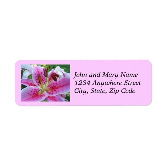 Pink Stargazer Lily Floral Address Labels