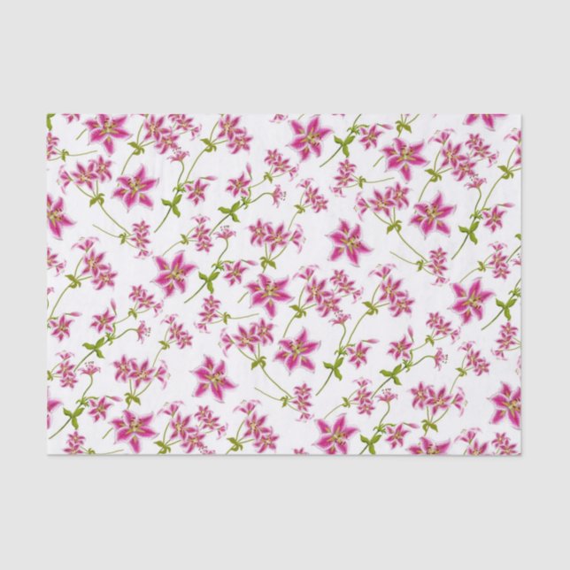 Pink Stargazer Lily Floral Tissue Paper (Front)