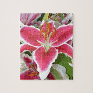 Pink stargazer lily flowers jigsaw puzzle