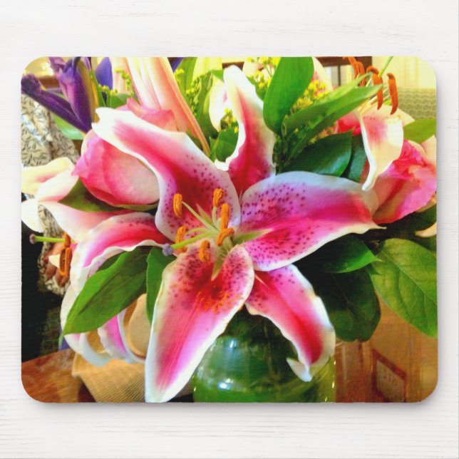 pink stargazer lily mousaepad mouse mat (Front)