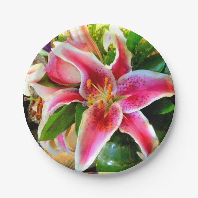 pink stargazer lily Thunder_Cove Paper Plate (Front)