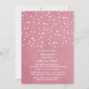 Pink Starry Night Baby Shower Invite