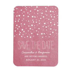 Pink Starry Night Save the Date Premium Magnet