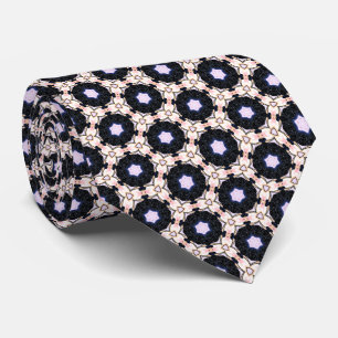 Pink Stars and Cream Rings Neck Tie