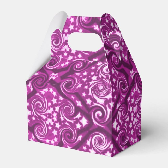 Pink Stars and Swirls Pattern Favour Box (Front Side)