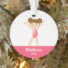 Pink Stars Brunette Girl Gymnastics Personalised