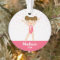 Pink Stars Brunette Girl Gymnastics Personalised