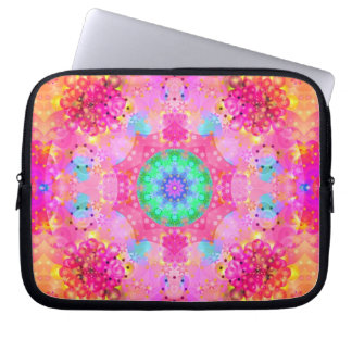 Pink Stars & Bubbles Fractal Pattern Laptop Sleeve