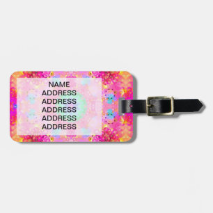 Pink Stars & Bubbles Fractal Pattern Luggage Tag