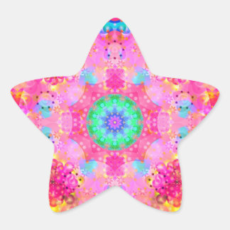 Pink Stars & Bubbles Fractal Pattern Star Sticker