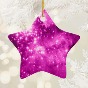 Pink Stars Ceramic Tree Decoration