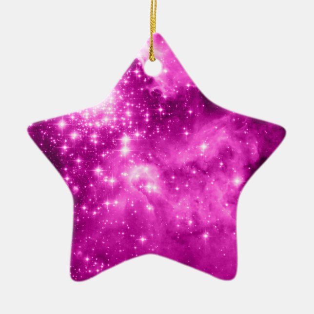 Pink Stars Ceramic Tree Decoration (Front)