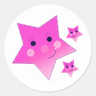 Pink Stars Classic Round Sticker