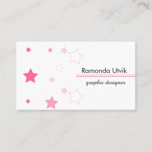 Pink Stars Clean Business Card