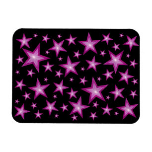 Pink Stars flexible magnet black