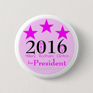 Pink Stars Hillary Rodham Clinton 1st Female Pres. 6 Cm Round Badge