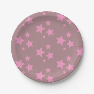 Pink Stars Kids Baby Circus Party Paper Plate