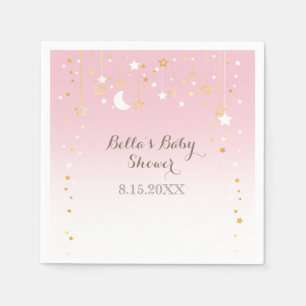 Pink Stars Moon Baby Shower Napkin
