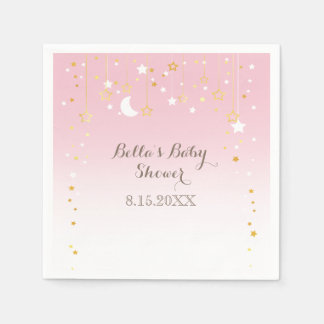 Pink Stars Moon Baby Shower Napkin