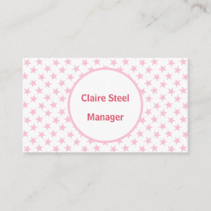 Pink stars pattern on white business card