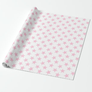 Pink stars pattern on white wrapping paper