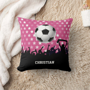 Pink Stars Soccer Ball and Fans Cushion
