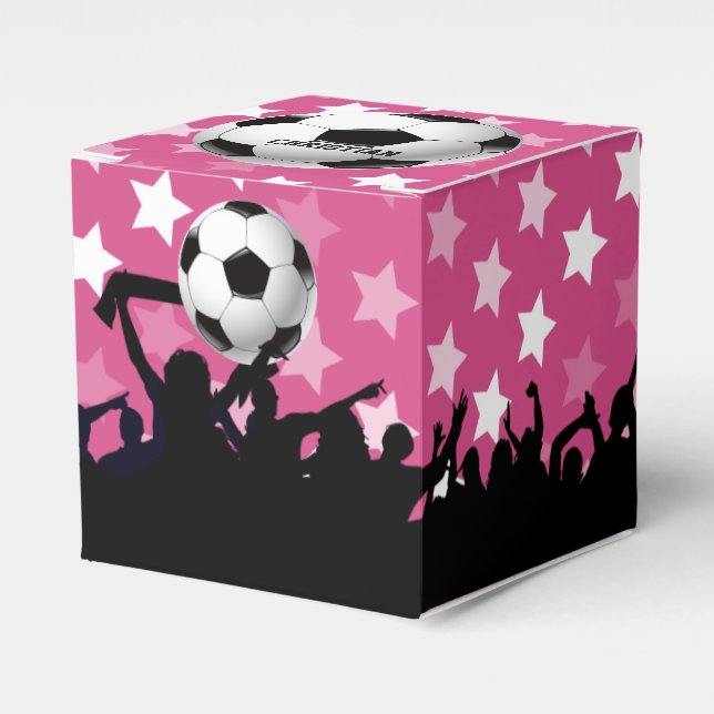 Pink Stars Soccer Ball and Fans Favour Box (Front Side)