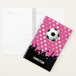 Pink Stars Soccer Ball and Fans Planner