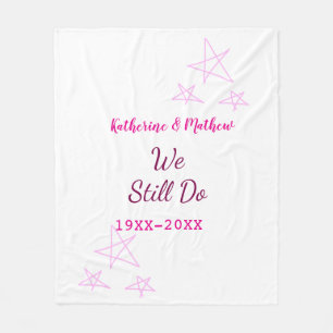 Pink stars Vow renewal anniversary wedding modern Fleece Blanket