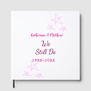 Pink stars Vow renewal anniversary wedding modern Guest Book