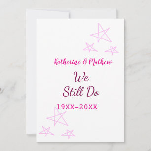 Pink stars Vow renewal anniversary wedding modern Invitation