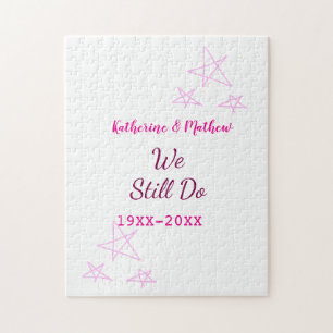 Pink stars Vow renewal anniversary wedding modern Jigsaw Puzzle