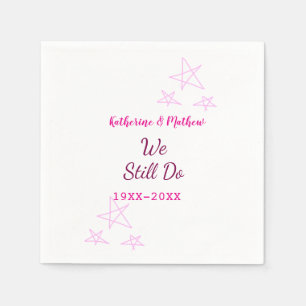 Pink stars Vow renewal anniversary wedding modern  Napkin