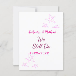 Pink stars Vow renewal anniversary wedding modern Postcard