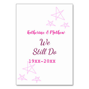 Pink stars Vow renewal anniversary wedding modern Table Number