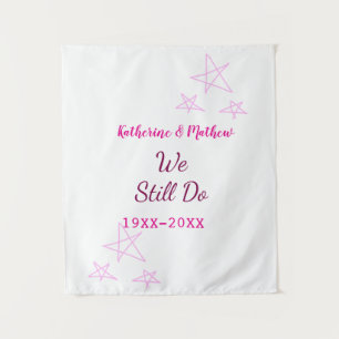 Pink stars Vow renewal anniversary wedding modern  Tapestry