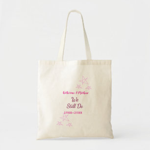 Pink stars Vow renewal anniversary wedding modern Tote Bag
