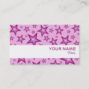 Pink Stars white stripe business card pink