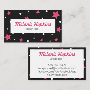 Pink Stars with White Dots Scroll Business Card