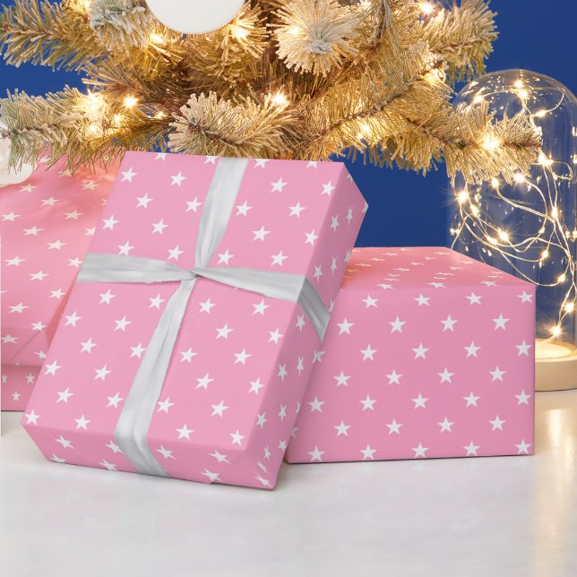 Pink Stars Wrapping Paper (Holidays)