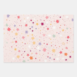 Pink Stars Wrapping Paper (Set of 3 )