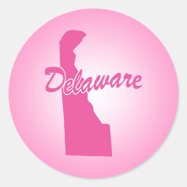 Pink State Delaware Classic Round Sticker (Front)