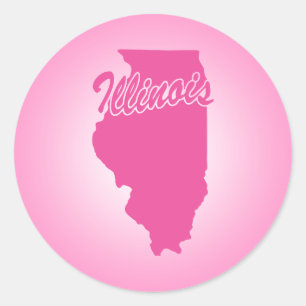 Pink State Illinois Classic Round Sticker