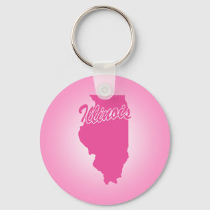 Pink State Illinois Key Ring