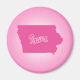 Pink State Iowa Magnet