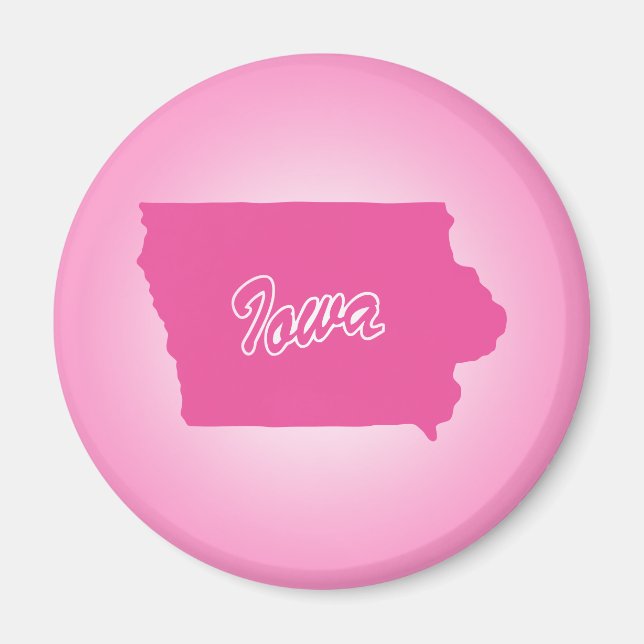 Pink State Iowa Magnet (Front)