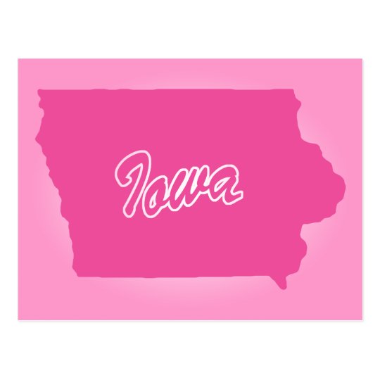 Pink State Iowa Postcard