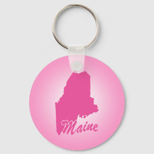 Pink State Maine Keychain